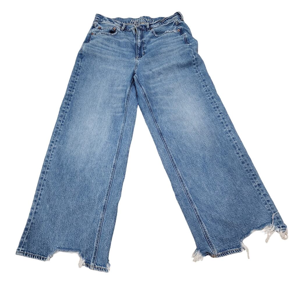 American eagle women's size 12 super high rise baggy wide leg jeans